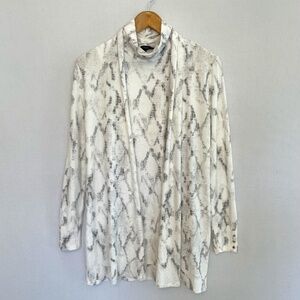 WHITE HOUSE BLACK MARKET Size M Long Cardigan Sleeveless Turtleneck Sweater Set